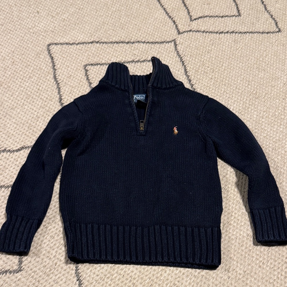 Polo by Ralph Lauren Toddler Boy Navy Blue Quarter Zip Sweater Size 3T